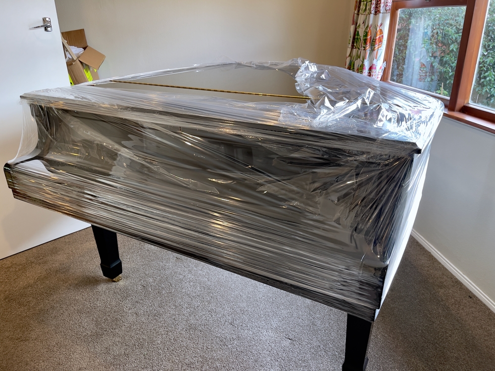 piano wrapped for moving